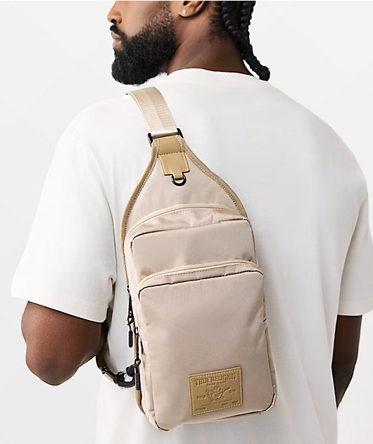True Religion Pippen Scuffed Beige Sling Bag