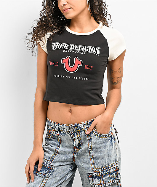 ◆Rest & Recreation◆ RAGLAN CROP TOP BLACK RR242TP005BK ช้อป Rest & Recreation Raglan Crop Top Blackของแท้ที่ SASOM