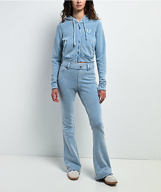 True Religion Raw Edge Big T Pacific Wash Flare Sweatpants | Zumiez