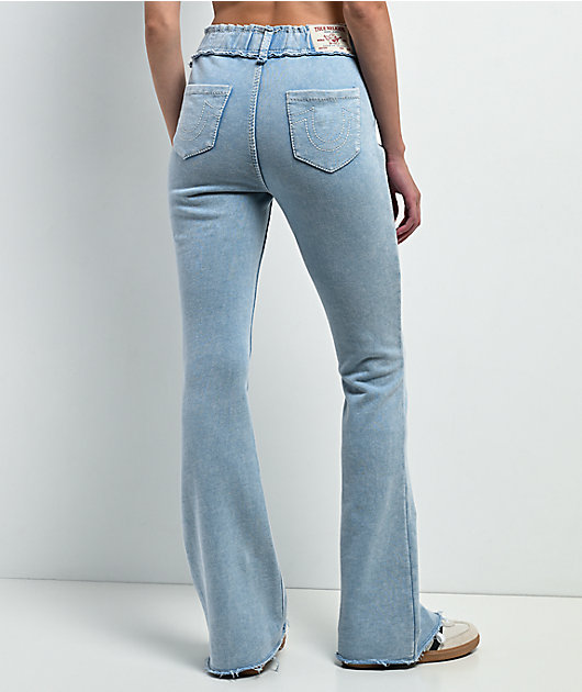 True Religion Raw Edge Big T Pacific Wash Flare Sweatpants
