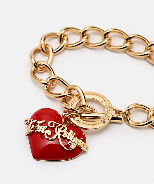 True Religion Red Heart Toggle Bracelet