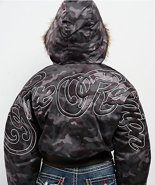 True Religion Relaxed Camo Crop Jacket | Zumiez