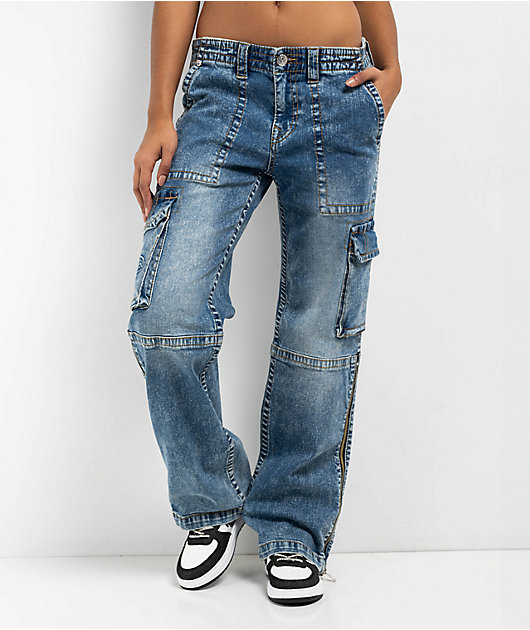 True Religion Ricki Blue Zip Cargo Jeans