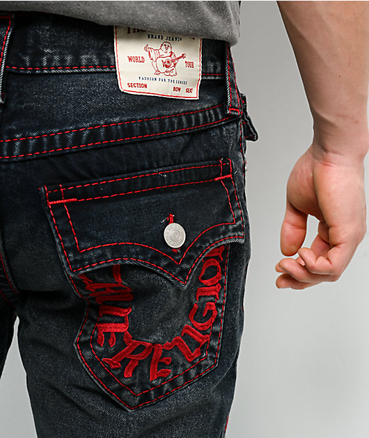 True Religion Ricky Big T Flap Blublack Wash Straight Leg Jeans