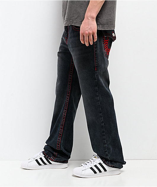 True Religion Ricky Big T Flap Blublack Wash Straight Leg Jeans