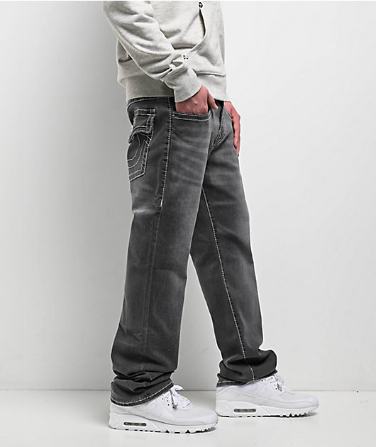 True Religion Ricky Big T Flap Grail Grey Wash Straight Leg Jeans