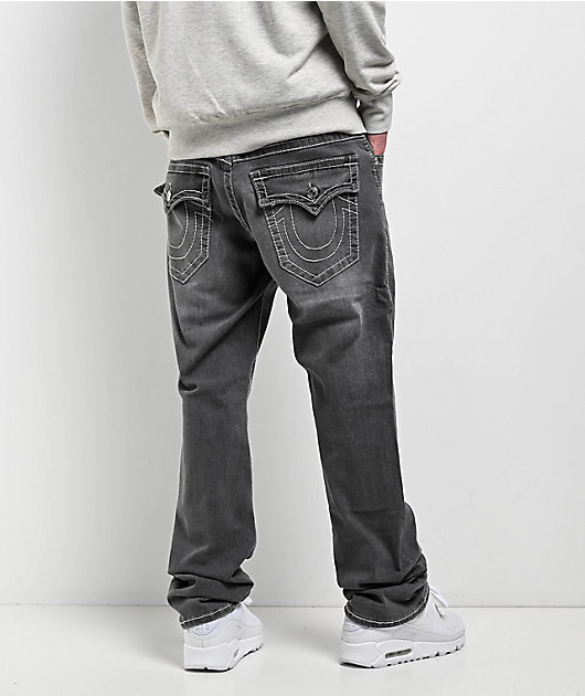 True Religion Ricky Big T Flap Grail Grey Wash Straight Leg Jeans