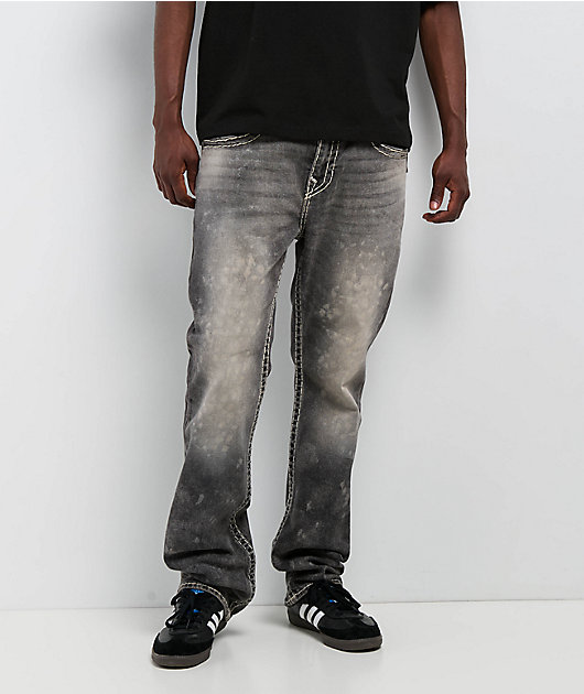 True Religion Ricky Faded Super T Grey Wash Straight Leg Jeans