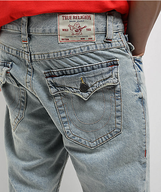 True Religion Ricky Rocky Point Light Wash Relaxed Straight Denim Shorts
