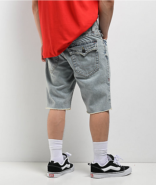 True Religion Ricky Rocky Point Light Wash Relaxed Straight Denim Shorts
