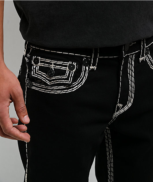 True Religion Ricky Super QT Flap Black Straight Leg Jeans | Zumiez