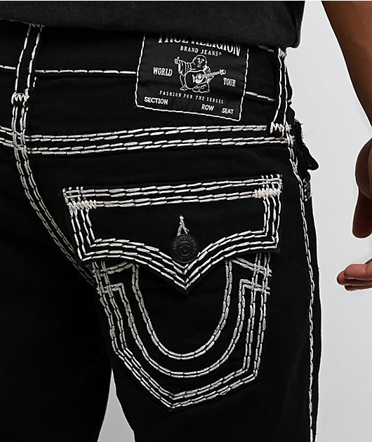 True Religion Ricky Super QT Flap Black Straight Leg Jeans | Zumiez