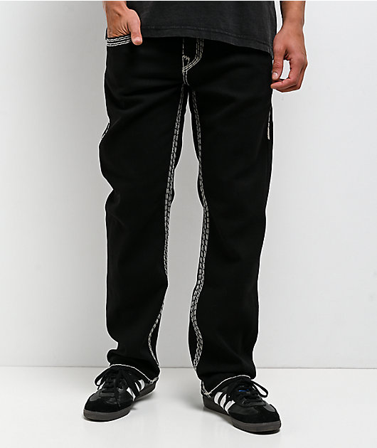 True Religion Ricky Super QT Flap Black Straight Leg Jeans | Zumiez