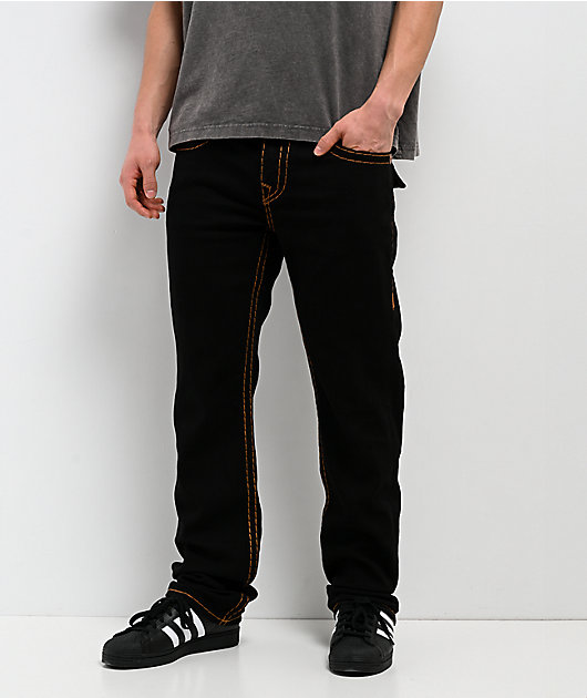 True Religion Ricky Super T Flap Black Wash Straight Leg Jeans