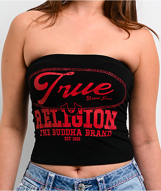 True Religion Ruched Black Tube Top