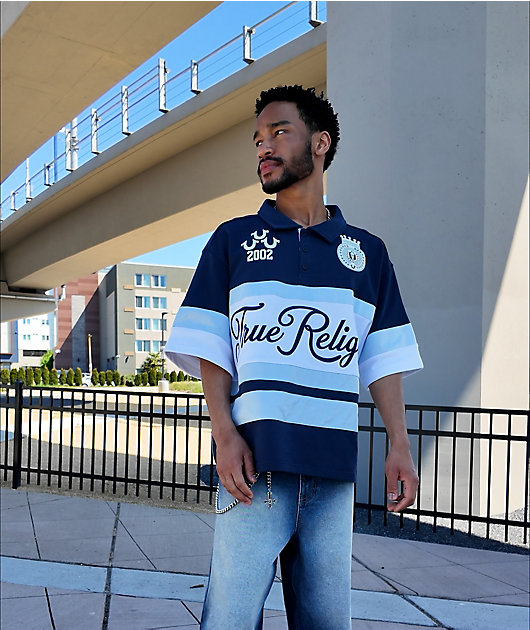 True Religion Rugby Navy, White & Sapphire Relaxed Polo Shirt video