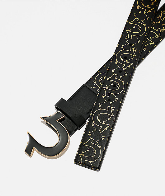 True Religion Saffron Black & Gold Belt | Zumiez