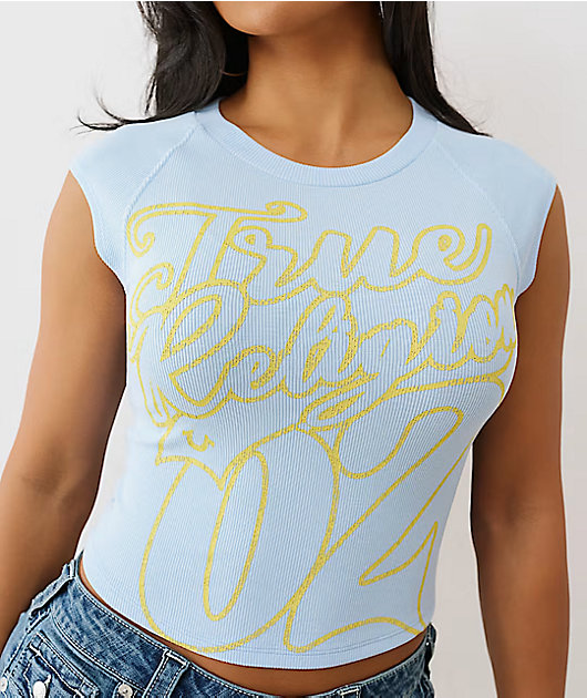 True Religion Sporty Black Ribbed Raglan T-Shirt