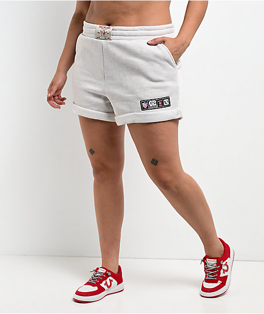 True Religion Sporty Patch Heather Oatmeal Sweat Shorts