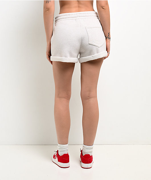 True Religion Sporty Patch Heather Oatmeal Sweat Shorts