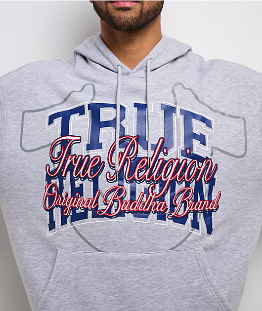 True Religion Stacked Box Script Grey Hoodie