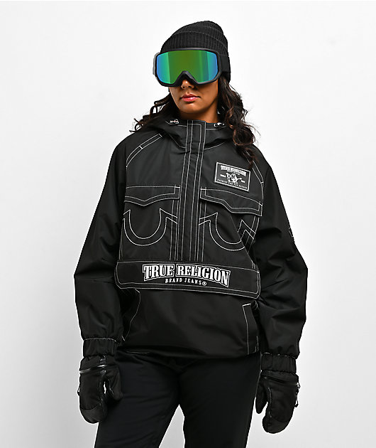 True Religion Stitched Black 10K Anorak Snowboard Jacket