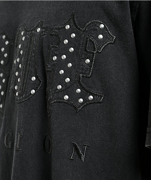 True Religion Studded Logo Black Wash T-Shirt