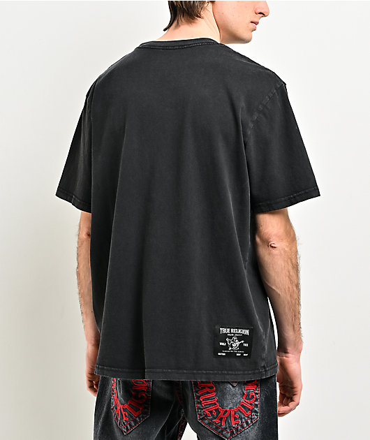 True Religion Studded Logo Black Wash T-Shirt