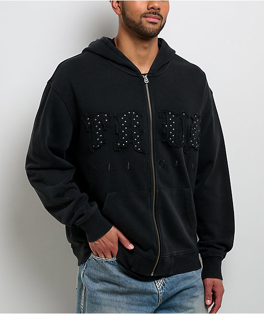 TRUE RELIGION SECTION HOODIE ブラック S Black True Religion Paint Full Zip Hoodie - JD Sports Global トップス