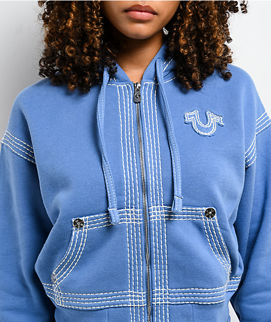 True Religion Super QT Pacific Coast Crop Zip Hoodie