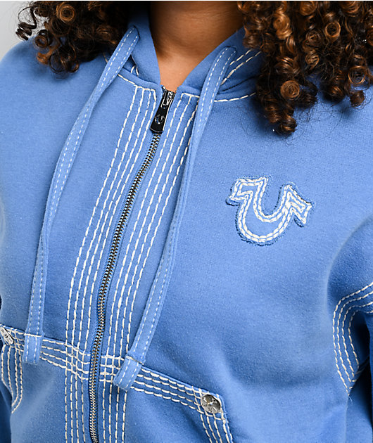 True Religion Super QT Pacific Coast Crop Zip Hoodie