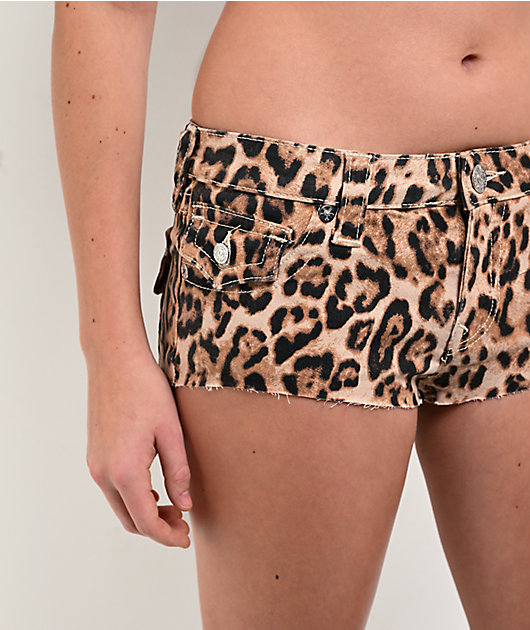 True Religion Super T Flap Leopard Spicy Shorts | Zumiez