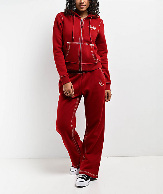 True Religion Super T Fleece Ruby Red Sweatpants