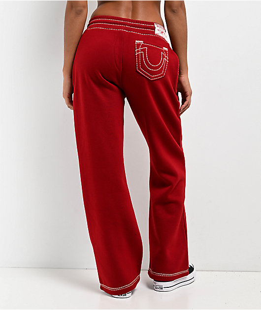 True Religion Super T Fleece Ruby Red Sweatpants | Zumiez