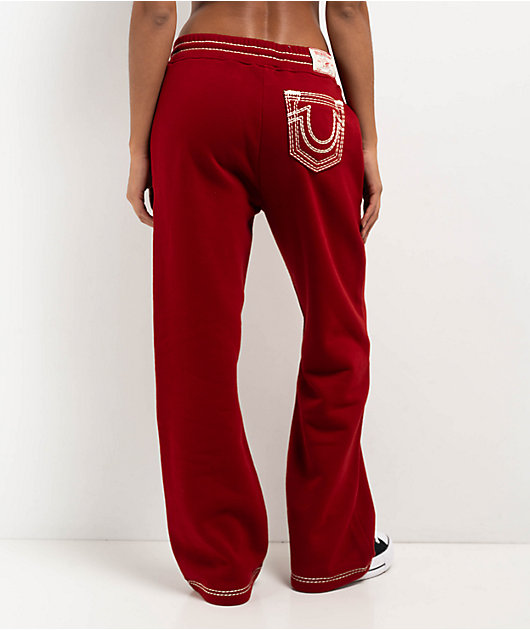 True Religion Super T Horseshoe Red Dahlia Sweatpants | Zumiez