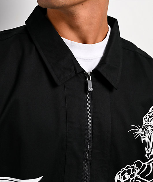 True Religion Tiger Black Half Zip Work Shirt