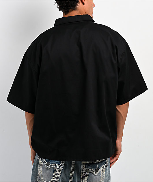 True Religion Tiger Black Half Zip Work Shirt