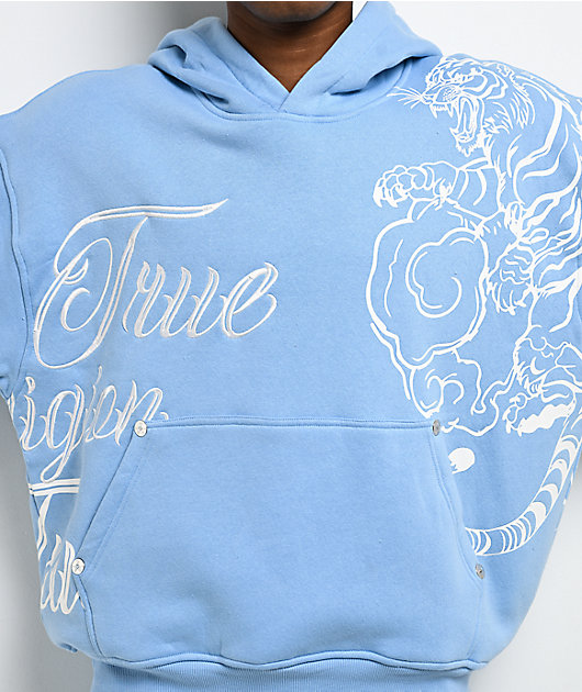 True Religion Tiger Script Blue Hoodie