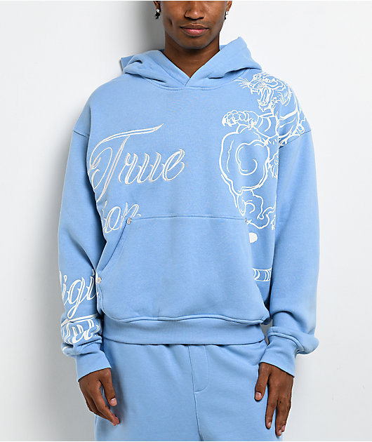 True Religion Tiger Script Blue Hoodie