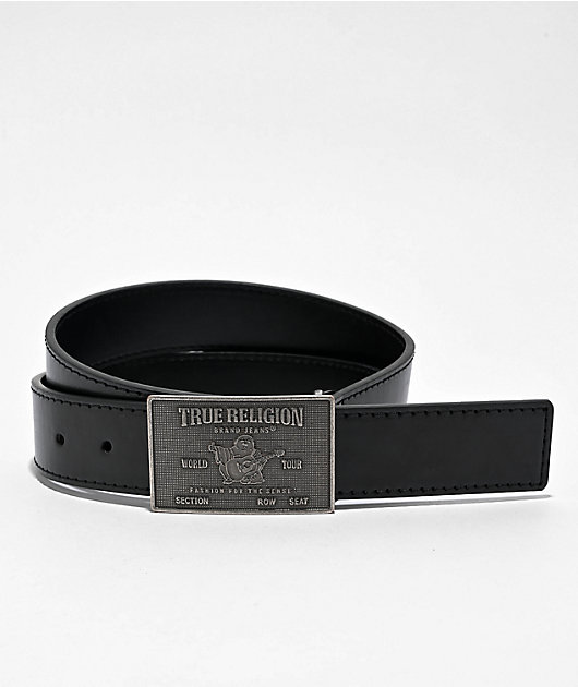True Religion Touring Plaque Black Belt | Zumiez