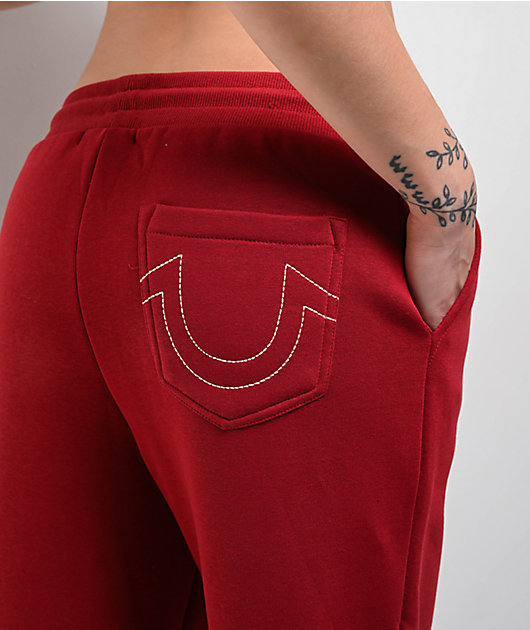 True Religion Varsity Red Dahlia Straight Leg Sweatpants