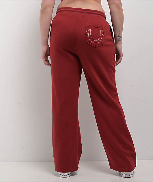 True Religion Varsity Red Dahlia Straight Leg Sweatpants