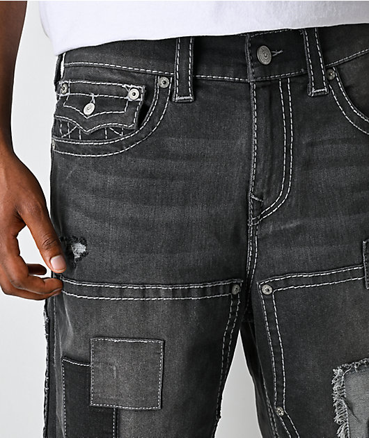 True Religion Vinny Big T Black Wash Carpenter Shorts
