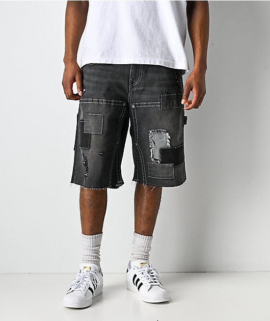 True Religion Vinny Big T Black Wash Carpenter Shorts