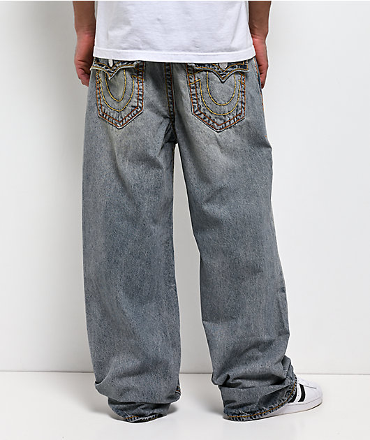 True Religion Vinny Super T Kelp Medium Wash Ultra Baggy Jeans