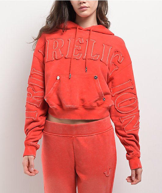 True Religion Vintage Applique Logo Scarlet Hoodie | Zumiez