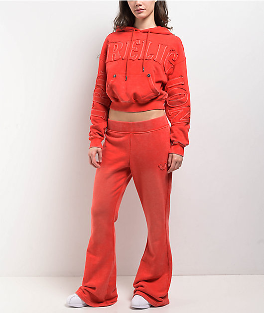 True Religion Vintage Scarlet Low Rise Flare Sweatpants
