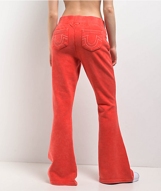 True Religion Vintage Scarlet Low Rise Flare Sweatpants
