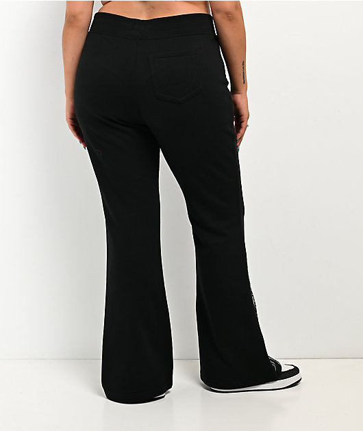 True Religion Virgin Mary Black Mid Rise Bootcut Sweatpants
