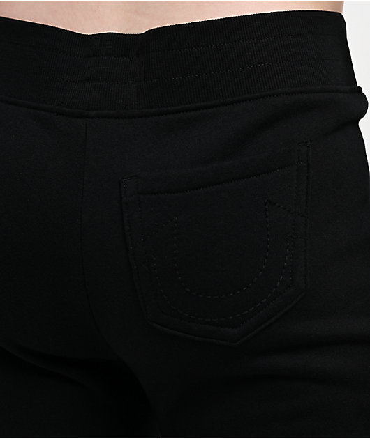 True Religion Virgin Mary Black Mid Rise Bootcut Sweatpants